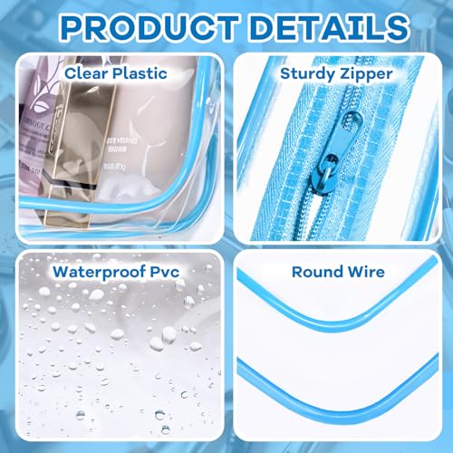 YedsIntu 16 Packs Clear Makeup Bag Bulk, Waterproof Cosmetic Storage Bags, TSA Approved Toiletry Bags PVC Zipper Plastic Pouches for Organizing Travel Bathroom - color: Multicolored-M