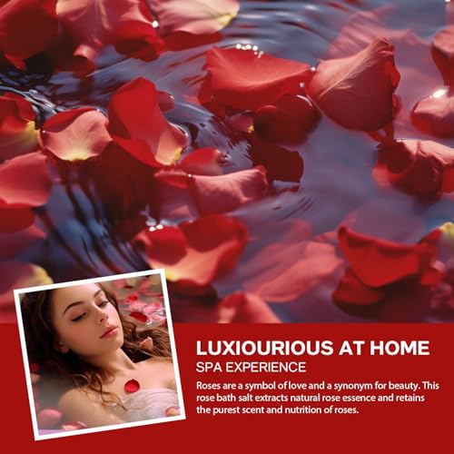 Rose Spa Gift Set for Women, Luxury 9 Pcs Bath Salts Set, Relaxation Gifts for Women, Self Care Set, Clean Moisturizing Skin, Gifts for Mom, Wife, Sister, Friend