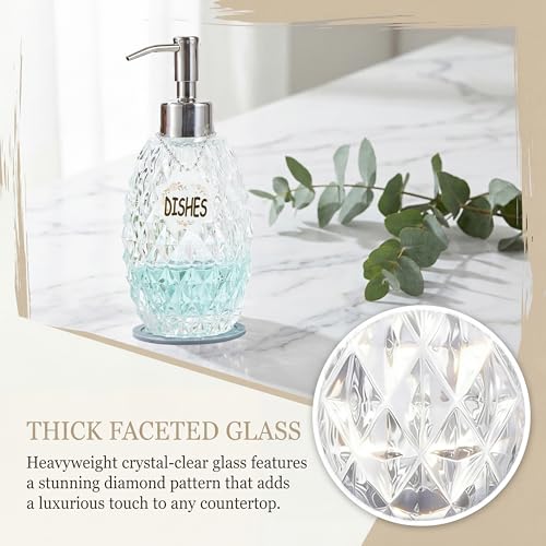 MALACHI Glass Soap Dispenser, 304 Rustproof Stainless Steel Pump, Refillable Multi‑use for Hand Soap, Dish Soap, Body Wash, Shampoo, Baby Wash for Bathroom Kitchen & Commercial - color: Light Clear