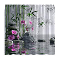 Spa Shower Curtain Flower Green Plants Zen Stone Spring Relax Fabric Bathroom Decor Sets with Hooks