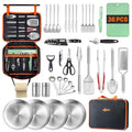 Gaialoop Portable Camping Cooking Utensils Set, Camp Kitchen Set with Organizer Bag, RV Essentials Outdoor Cooking Utensil Kit for Travel, Picnics, Camping, BBQs, Parties - style: 36pcs