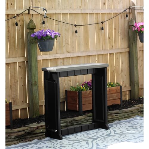 Single Bar Deep Grey Top & Black Base Ideal for Patio Hot Tub Area Backyard Durable WeatherResistant Design Easy Nohardware Assembly Proudly Made in USA - color: Black/Deep Grey, size: Single Bar without Barstools