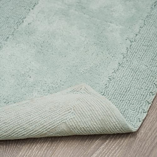 Laura Ashley Ruffle Border 100% Cotton Bath Rug, Aqua, 20"x 34" - color: Aqua, size: 1'8" x 2'10" (Rectangular)