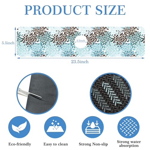 Faucet Mat Splash Guard Colorful Rain Drop, Soft Diatom Mud Material, Strong Water Absorption, Non-slip,Easy to Clean for Bathroom, Kitchen 23.5"X5.5"