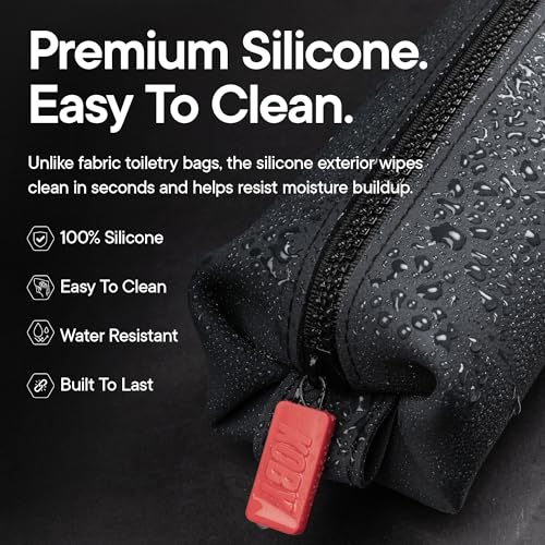 TOOLETRIES The Koby Dopp Kit Toiletry Bag- Mini 8.5" x 2.75" x 2", Charcoal | Compact silicone leak-resistant travel toiletry bag with a heavy-duty zipper that's easy to clean. - color: Charcoal, size: Mini 8.5” x 2.75” x 2”