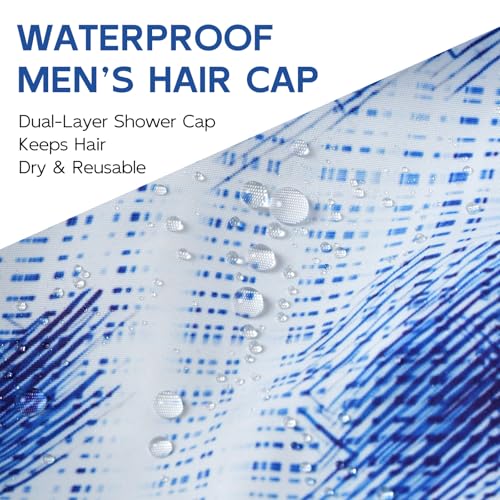 Years calm Shower Cap for Men, Waterproof & Heat-Retaining Hair Treatment Cap – Reusable Men’s Shower Cap with Foil Lining, Elastic Band, for Steam Care, Hair Mask & Oil Conditioning - color: White