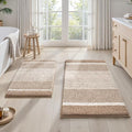 HOMEIDEAS Beige Bathroom Rugs Set of 2, Thick Absorbent Chenille Bath Mats, Non-Slip Soft Shaggy Rugs for Bathroom Floor, 20" x 32" & 17" x 24" - color: Beige