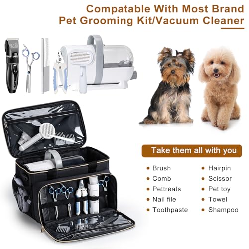 Dog Grooming Vacuum Bag, Pet Grooming Kit Bag Perfect for Dog Hair Vacuum & Grooming Tool Kit Accessories- Black - color: Black