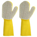 Latex Sponge Cleaning Gloves 2pcs Set Waterproof Household Dishwashing Gloves with Silver Glitter Fabric for Kitchen and Bathroom Cleaning Tasks