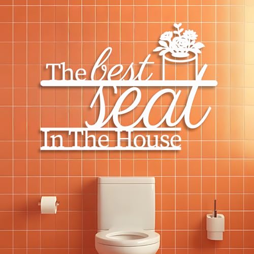 Maclou Bathroom Metal Wall Art, The Best Seat in The House Wall Art, Funny Metal Toilet Wall Art, Bathroom Wall Decor Funny, Metal Wall Decor (White,24"x17" / 60x43cm) - color: White, size: 24"x17" / 60x43cm
