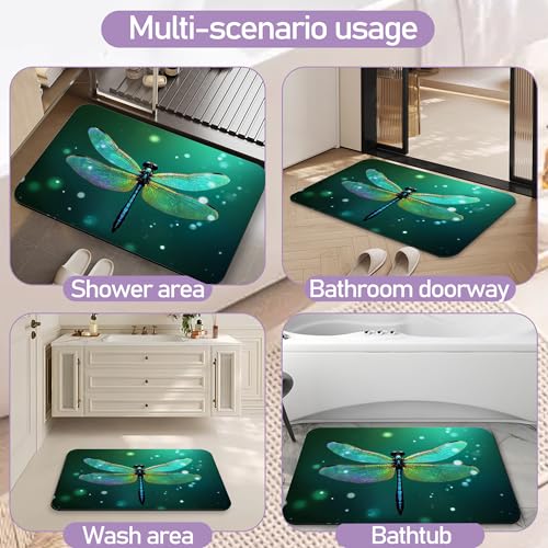 Dream Dragonfly Bathroom Rugs Mat, Super Absorbent Quick Drying Floor Mat for Bathroom Entryway 17"x30" - color: Dream Dragonfly
