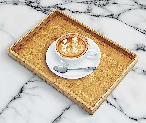 Natural Bamboo Serving Tray Platter 13 x 9 Rectangular, Bamboo - color: Bamboo, size: 13" x 9" x 1.2"