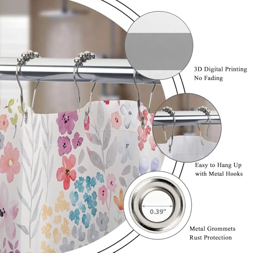 Riyidecor Clawfoot Tub Extra Wide Shower Curtain for Bathroom Decor 180Wx70H Floral Flower Cute Colorful Wrap All Around Circular Round Art Printed Fabric Polyester Waterproof 32 Pack False Hooks - color: A-pink, size: 180"W x 70"L (Pack of 1)