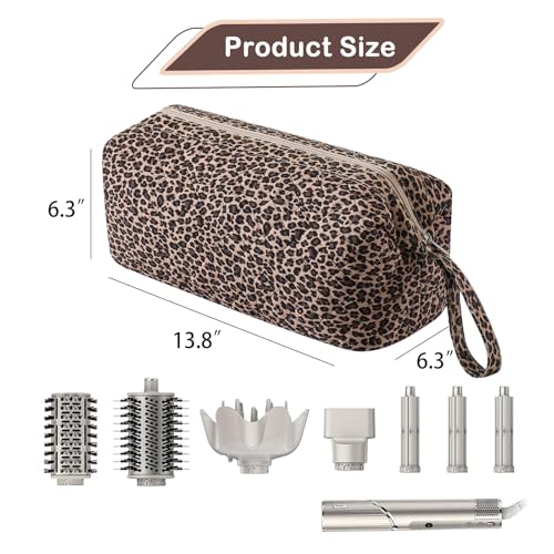 Large Quilted Hair Tools Travel Bag,Hair Styling Accessories Storage Case for Hair Dryer,Curling Iron,Flat Irons,Straightener and Attachments,Portable Organizer with Removable Dividers(15Leopard) - color: 15Leopard