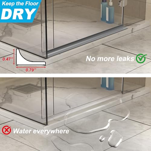 39Inch Shower Threshold Water Dam, Self-Adhesive Silicone Shower Barrier Water Stopper Shower Door Bottom Seal Strip Shower Splash Guard for Bathroom Kitchen Bathtub - color: Gray, style: 39 inch