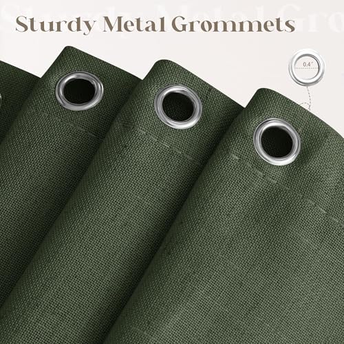 Olive Green Shower Curtain for Bathroom Water Repellent 72x75 Inch | Linen Textured, Boho Farmhouse Vintage Rustic Country, Shower Curtains, Fabric Drapes, with Hooks Sets, 75 Inches Long - color: Olive Green, size: 72"W x 75"L (Pack of 1)