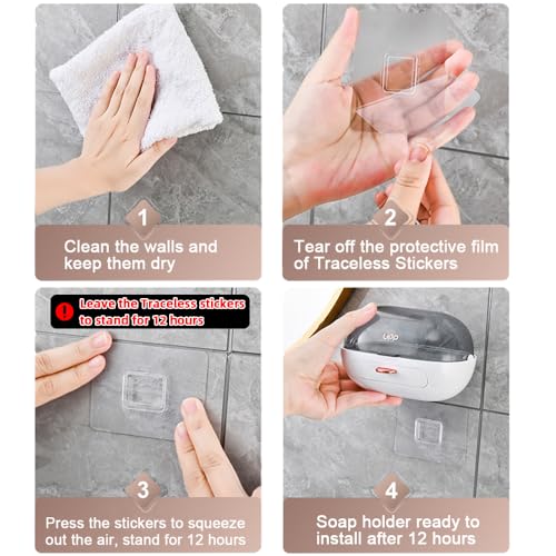 1Pc Shower Soap Dish Holder with Lid, Bar Soap Holder with Drain, Wall Mounted Soap Box Container for Shower, Bathroom, Bathtub, Kitchen Sink, Adhesive Included - color: 1pc Wall-mounted