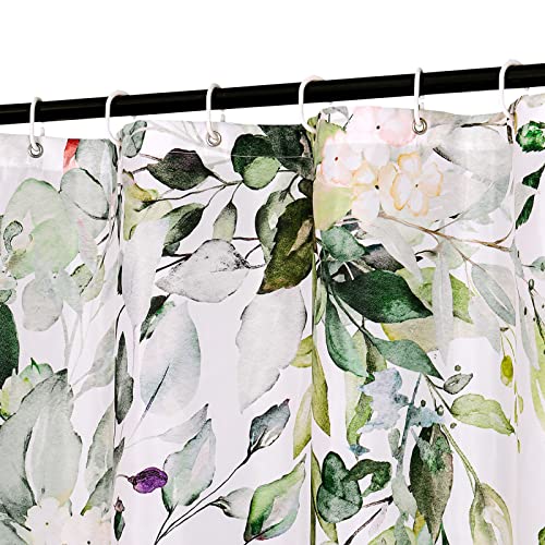MitoVilla 4 Pcs Sage Green Eucalyptus Bath Sets with Shower Curtain, Plant Leaves Rugs for Bathroom Decor - color: Sagegreen