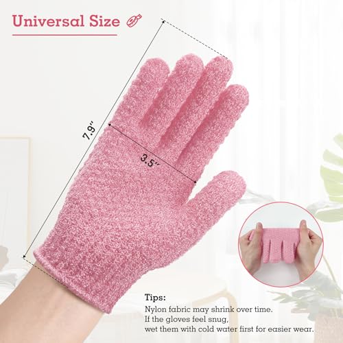 Evridwear Exfoliating Glove Shower Gloves Exfoliate Dead Skin for Dry Sensitive Skin No Irritation with Hanging Loop (3 Exfoliation Level Mixed- 3 Pairs) - color: 3 Pairs Multicolor