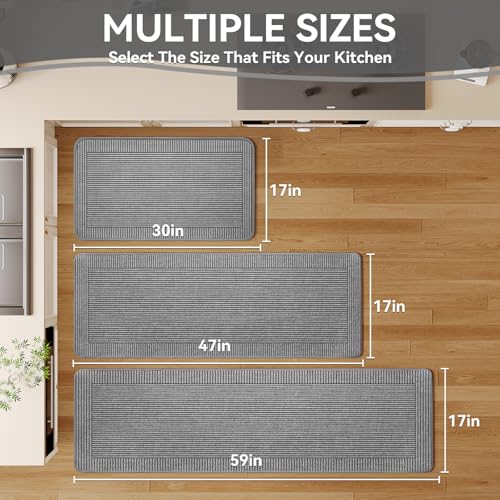 Kitchen Mats for Floor, 17''x30'' Washable Non Slip Absorbent Kitchen Mat, Braided Kitchen Runner Rug, Kitchen Sink Rug, Grey - color: A Linear Grey, size: 17''x30''