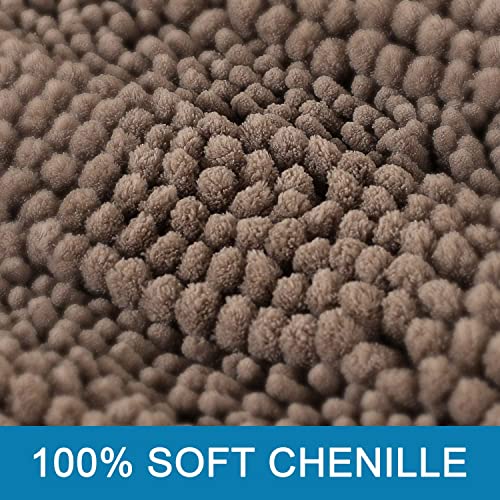 H.VERSAILTEX Bathroom Rugs Bath Rugs for Bathroom Non Slip Bath Mats Extra Thick Chenille Striped Rug 17" x 24" Absorbent Soft Shaggy Washable Dry Fast Bath Mats for Bath Room Floor - Taupe Brown - color: Taupe Brown, size: 17" x 24"