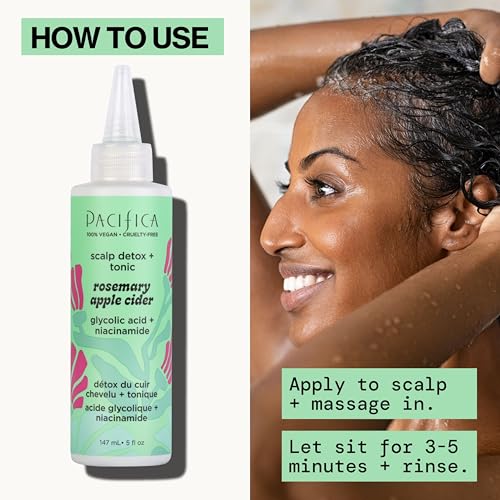 Pacifica Scalp Detox Set – Rosemary Apple Cider Vinegar Scalp Exfoliating Tonic with Scalp Massager Brush, Deep Cleansing & Clarifying Treatment for Buildup, Dry Flaky Scalp, Vegan - style: Tonic & Brush
