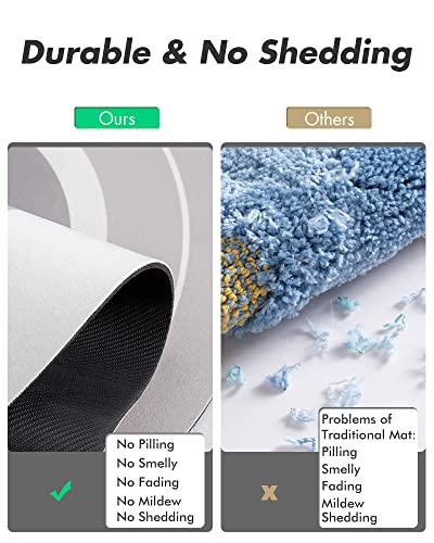MontVoo Bath Mat Runner - Long Non Slip Absorbent Quick Dry Thin Bath Rug for Bathroom Floor Mat - Rubber Backed - Stain Resistant - Easy Care - Gray 17"x59" - color: Grey, size: 17"x59"