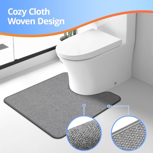 HOMTEB Toilet Rugs U Shaped Washable 24x20, Ultra Thin Toilet Rug Super Absorbent, Toilet Mat Rubber Backing Non-Slip, Toilet Mats Machine Washable Dry Quickly, Contour Bathroom Rugs for Toilet-Grey - color: Grey, size: 24" x 20" Contour Rug
