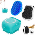 Comotech 3-in-1 Dog Grooming Brush | Adjustable Handle Shampoo Brush & Scrubber for Short & Long Haired Dogs & Cats (Blue Blue White) - color: Blue Blue White