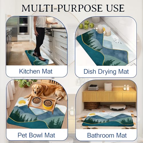 Elightvap Mountain Landscape Sun Bathroom Rugs Mat Non Slip Absorbent Quick Dry Rug Bath Mats for Bathroom Floor Bathtub,17 * 29.5 Inches - color: Mountain Landscape Sun