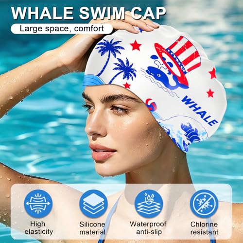 WHALE Extra Large Swim Cap Designed for Men and Women with Thick, Long Hair, Hair Extensions Or Afro-Textured Hair Long-Hair Swim Cap Highly Waterproof to Keep Hair Dry - color: Sailor's Delight