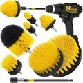 Holikme 8 Piece Drill Brush Attachments Set, Power Scrubber with Extend Long Attachment，Cleaning Supplies for Bathtub, Shower, Grout, Tile(Yellow) - color: Yellow