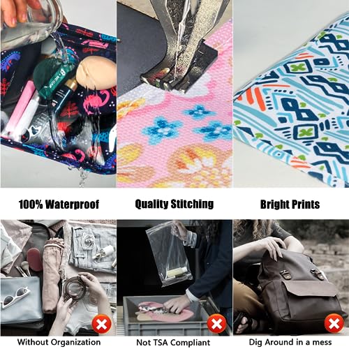 HIONXMGA TSA Approved Toiletry Bag, Set of 3 Clear Travel Toiletry Bag Quart Size Zipper Travel Pouch, Waterproof Makeup Cosmetic Bag for Women Men Kids Toiletries Carry on, Dinosaur - color: Dinosaur, Mixed Sizes