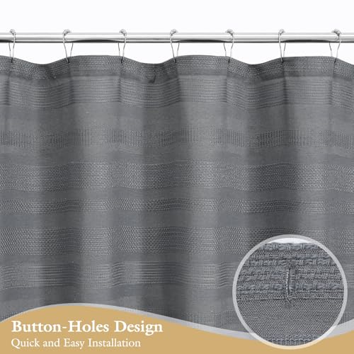 Long Boho Farmhouse Shower Curtain Set with Tassel, Linen Bohemian French Country Chic Bathroom Shower Curtain Set, Modern Striped Textured Shower Curtain 72x78 - Grey - color: Grey, size: 72"W x 78"L (Pack of 1)