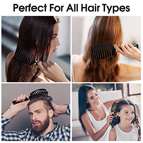 Hair Brush, Curved Vented Detangler Brush Faster Blow Drying for Women, Men | Professional Paddle Detangling Hairbrush for Wet Dry Curly Thick Fine Wavy Straight Hair, Reduce Breakage & Split Ends - color: black