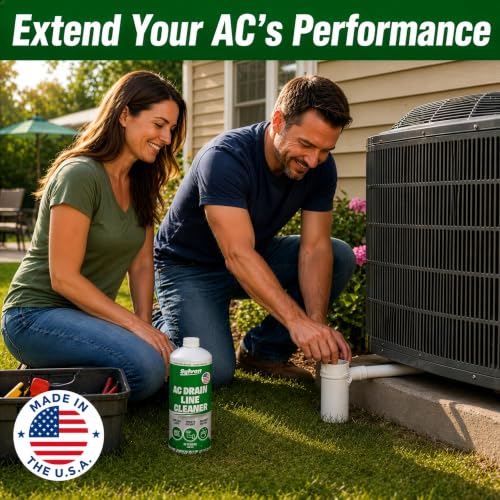 AC Drain Line Cleaner 32 Oz | 12 Month Supply | Made in USA | Universal Compatibility | Removes Clogs and Buildup from HVAC Condensate Lines | Air Conditioner Unclogger - size: 1x 32 Oz + Drain Snake