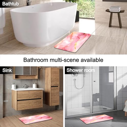 Lnond 4Pcs Bathroom Sets with Shower Curtain and Rugs, Pink Gold Marble Modern Art Shower Curtain Sets with Rugs and Accessories - color: Pink Gold Marble