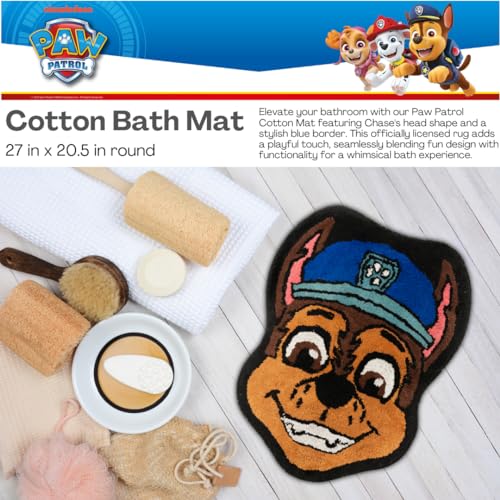Paw Patrol Chase 100% Cotton Non Slip Plush Bathroom Mat Rug (Officially Licensed Product) By Franco - color: Paw Patrol