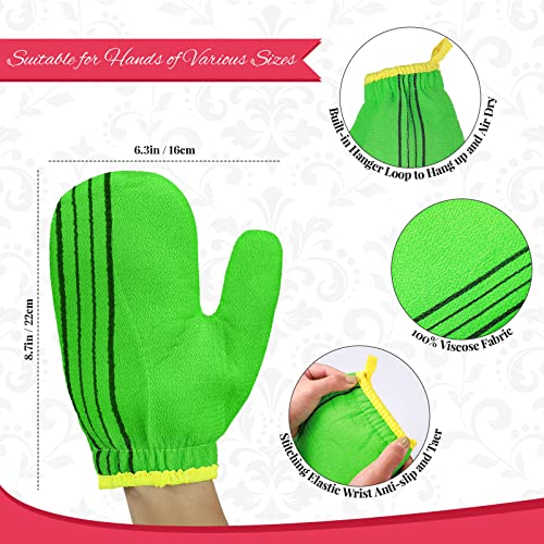 3 Pieces Korean Exfoliating Mitt Exfoliating Washcloth Korean Body Scrub Mitt Italy Face Shower Cloth Asian Bath Massage Mitts for Women and Men Wash Skin Deep Cleaning, Red, Green, Yellow
