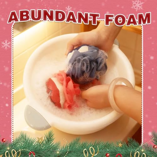 2Pcs Bath Sponge Loofah, Spider Shower Loofahs Exfoliating Body Scrubber, Body Wash Puff Shower Puff, Loofah Sponge for Men Women - color: Blue Red-a
