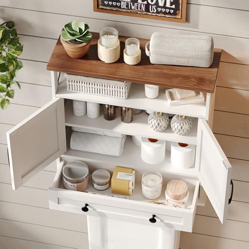 Bathroom Wall Cabinet, 23.6''x23.6'' Farmhouse Wall Mounted Medicine Cabinet with Drawer, 2 Barn Door & Adjustable Shelf, Space Saving Over The Toilet Storage Cabinet for Bathroom, Kitchen, Entryway