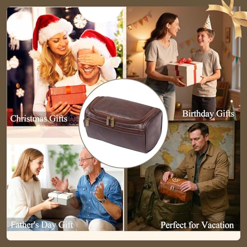 OXYEFEI Personalized Toiletry Bag for Men,Personalized Gifts for Men,Engraved Initial PU Leather Mens Toiletry Travel Shaving Travel Essentials Toiletries Bag for Him Birthday (H, Light Brown) - color: Light Brown, style: H