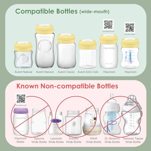 Maymom Screw Lids Aka Travel Caps with Rewritable Sealing Disc Compatible with Avent, Maymom Wide Mouth Bottles; Cap Replace Avent Natural Bottle Sealing Ring and Sealing Disc, 6pcs. (Yellow) - color: Yellow