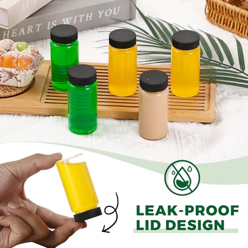 Jarsoph 2oz 60ml 24 Pcs Clear Glass Bottle with Lids, Wellness, Juice, Mini | Leakproof Mini Travel Bottles, Decorative Bottles Set for Spices - size: 2OZ 24PCS