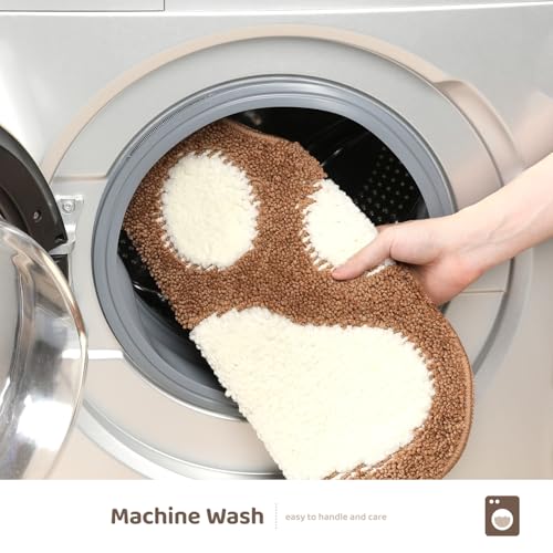 Molesun Paw Shaped Bath Mat, Cute Bathroom Rug Non-Slip, Soft Microfiber Water Absorbent Thick Shower Rug, Machine Washable Bath Rug for Bathroom Bedroom, Brown, 17x23 - color: Brown