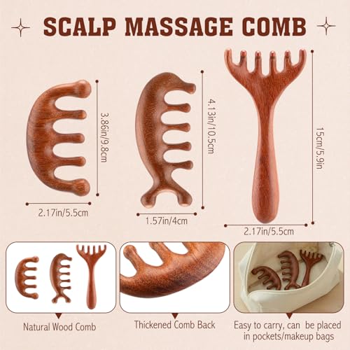 LemonRoad 12 Pack Wooden Scalp Massager Natural Sandalwood Wide Tooth Combs Wooden Head Scalp Massage Combs Bulk for Hair Growth Hair Care(Sea Lion&Classic&Antler) - style: Sea Lion&classic&antler