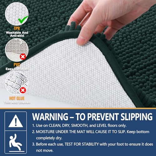 Arotive Bathroom Rugs 30x20, Extra Soft Absorbent Shaggy Chenille Bath Rugs, Machine Washable Rubber Backing Bath Mats for Bathroom Floor Tub and Shower Home Decor Accessories, Blackish Green - color: Blackish Green, size: 30" X 20"