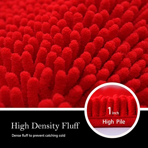 Bathroom Rugs Chenille Bath mat 2 Piece Set, Super Absorbent, Strong PVC Non Slip Backing, Bath mats for Bathroom, Plush Shaggy, Thick, Machine Washable, Bathtub, Toilet.(Red) - color: Red, size: 16''×24''+20''×32''