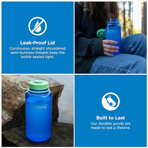 Nalgene 32 oz Wide Mouth Water Bottle | BPA-Free, Durable & Leak Proof, Lightweight Bottle for Hiking & Gym, Work & Travel - color: Cornflower Blue, size: 32 Ounces