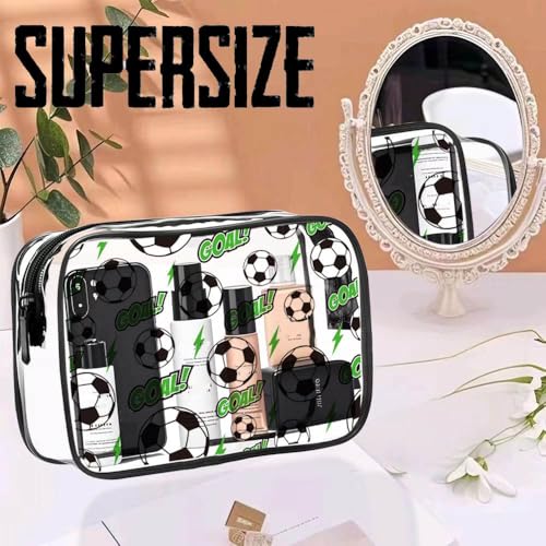 TSA Approved Toiletry Bag 3Pcs - 3 Pack Clear Travel Bags for Toiletries, Carry on Airport Airline Compliant Bag,Black - color: Black Soccer-2pcs